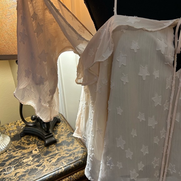 The Impeccable Pig Cream Sheer Star Blouse Medium - Picture 4 of 8